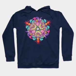 A day in the life of bats, mosquitoes and fishes in Doodle Art style Hoodie